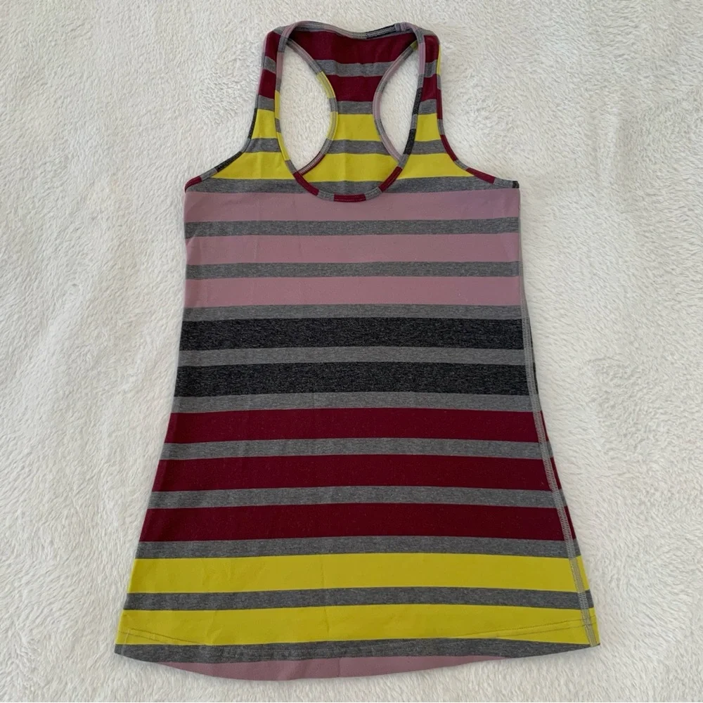 Women’s 2 LULULEMON Cool Racerback Luon Yoga Tank Top Triplet Twin Stripe